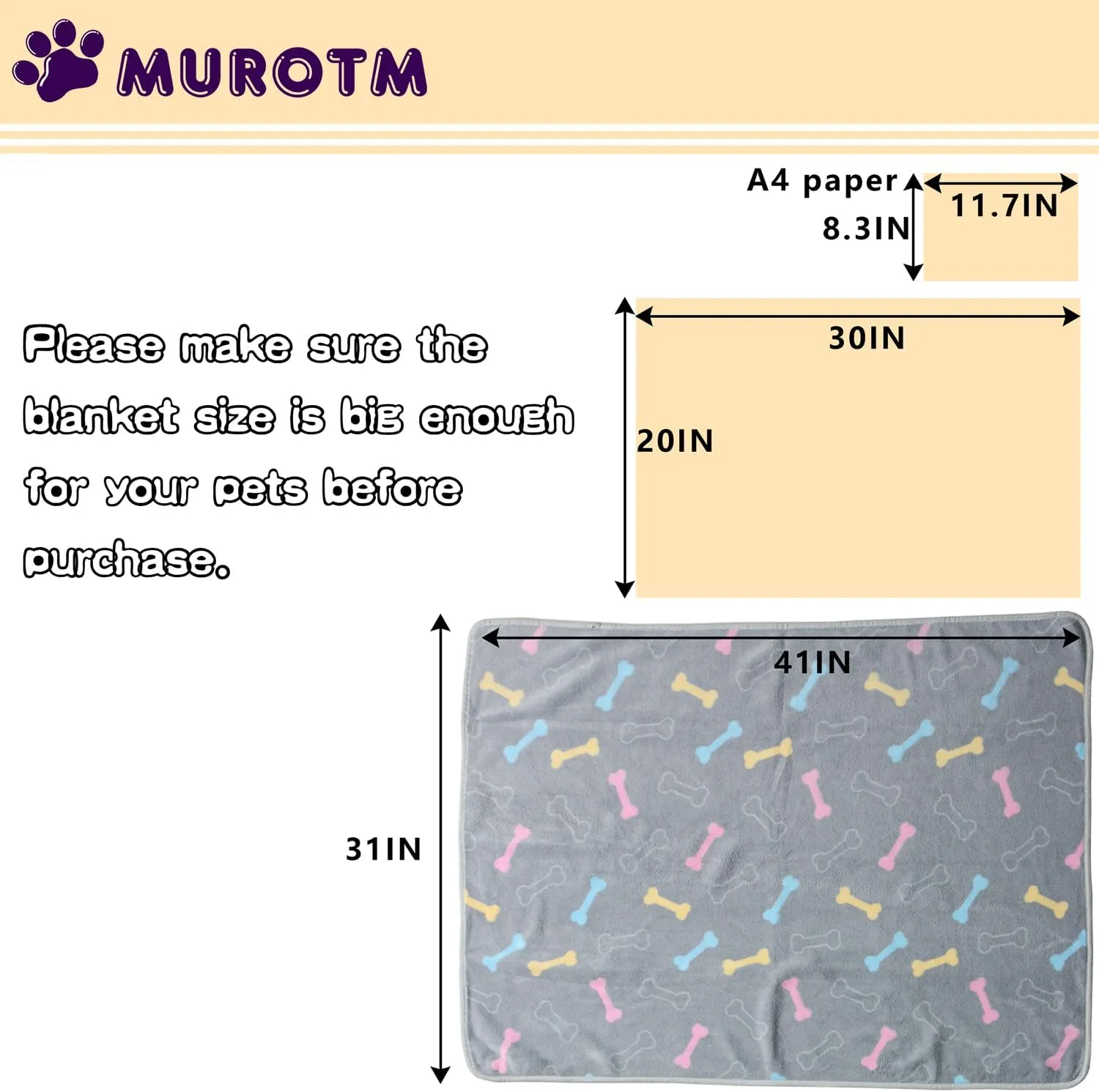 1 Pack 3 Washable Dog Blankets for Dog and Cat,Super Soft Flannel Dog Blanket Pet Blanket-Cute Claw Pattern Pet Blanket Mat 41 x 31inch