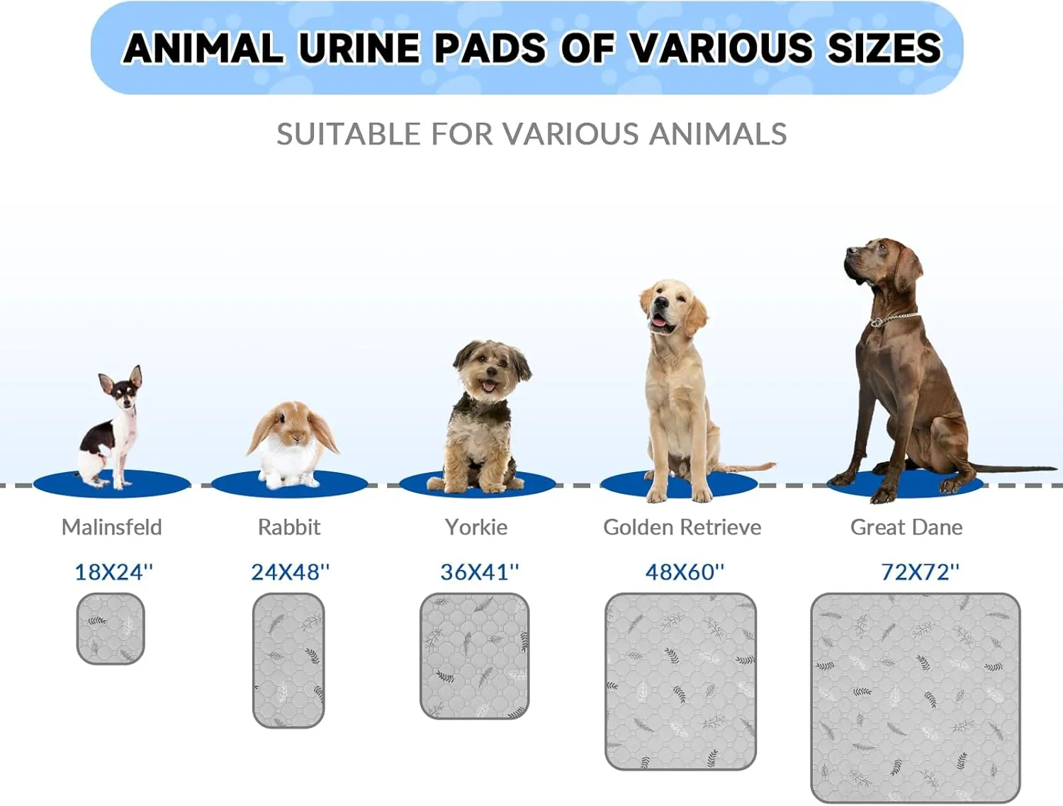 2 Pack Washable Guinea Pig Pee Pads, 24" x 48" Waterproof Reusable Guinea Pig Cage Liners, Absorbent Bedding Training Mat for Small Animal Guinea Pigs Rabbit Bunny Hamster (Leaves - Deep Grey)