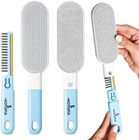 4-in-1 Pet Hair & Lint Remover Brush  Reusable Tool for Removing Pet Hair from Clothes, Furniture, Car Seats & Carpets  Portable & Eco-Friendly (Sky Blue)