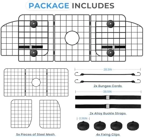 Adjustable Heavy-Duty Wire Mesh Pet Barrier for Car