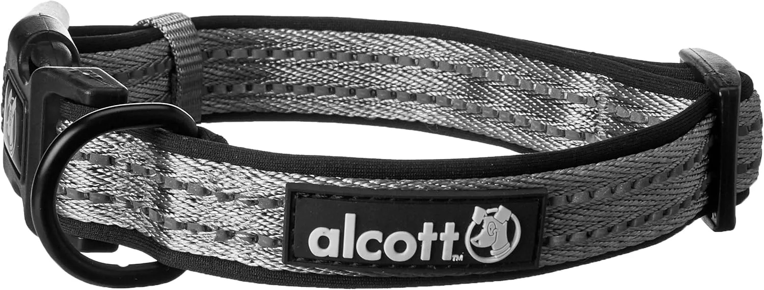 alcott Adventure Dog Collar, Medium, Grey