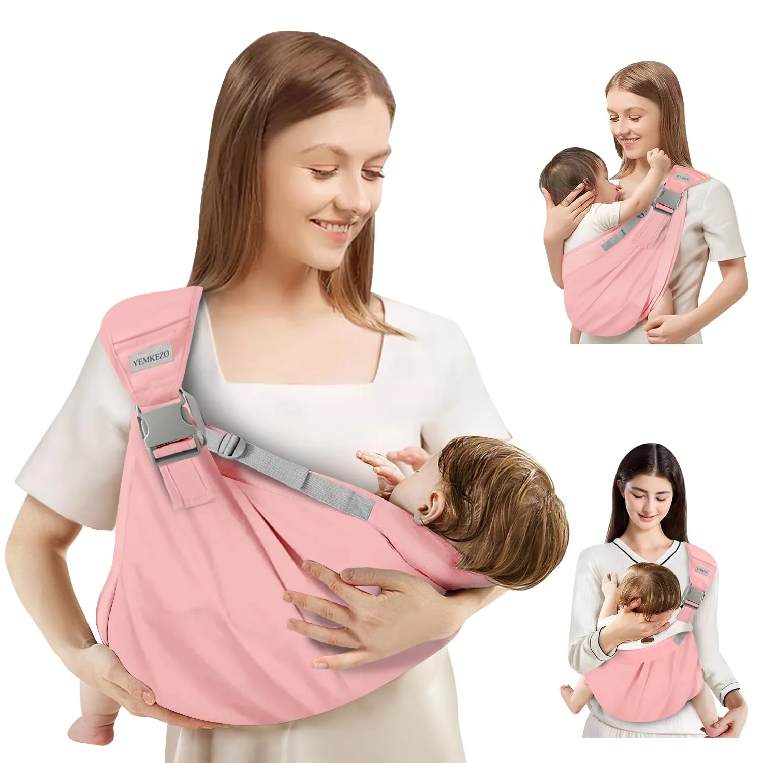 Baby Sling Carrier Newborn to Toddler,Updated Adjustable One Shoulder Labor-Saving Baby Holder Carrier,Tollder Sling Carrying 7-45 lbsPink
