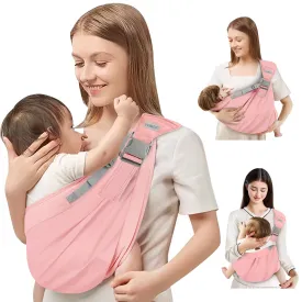 Baby Sling Carrier Newborn to Toddler,Updated Adjustable One Shoulder Labor-Saving Baby Holder Carrier,Tollder Sling Carrying 7-45 lbsPink