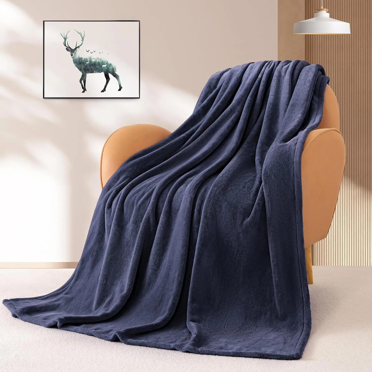 BEAUTEX Fleece Blanket Queen Size Super Soft Flannel Throw Blanket Lightweight Fuzzy Plush Blanket for Couch Sofa or Bed All Seasons (Navy Blue, 90" x 90")
