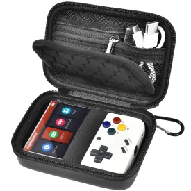 Case Compatible with Miyoo Mini Plus Portable Game Console, Holder for Handheld Game Player and External TF Card 64G, with Mesh Pocket for Charging Cable, Batteries and Accessories- Black (Box Only)