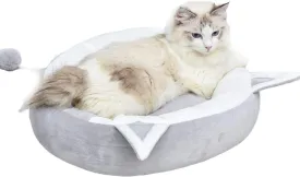Cat Dog Cushion Bed,Self-Warming Pet Bed Nest, Indoor Cat House,Donut Cuddler for Warmth and Security,Machine Washable Waterproof Bottom for Small Pets,Gray,M