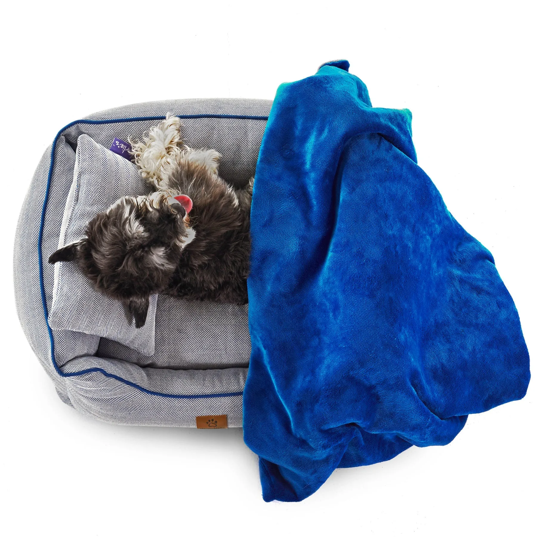 Charlie's Hampton Herringbone 3pc Dog Bed Blue Large