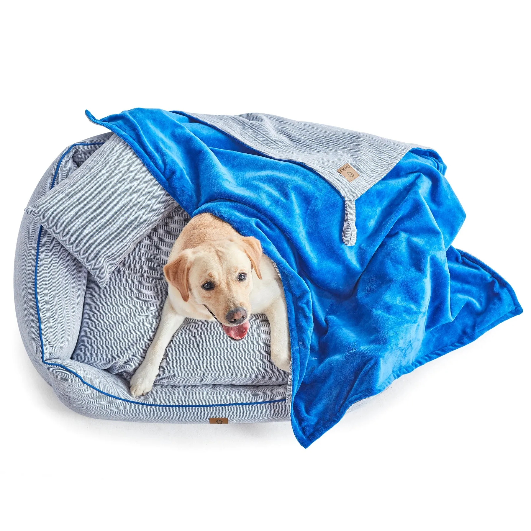 Charlie's Hampton Herringbone 3pc Dog Bed Blue Large