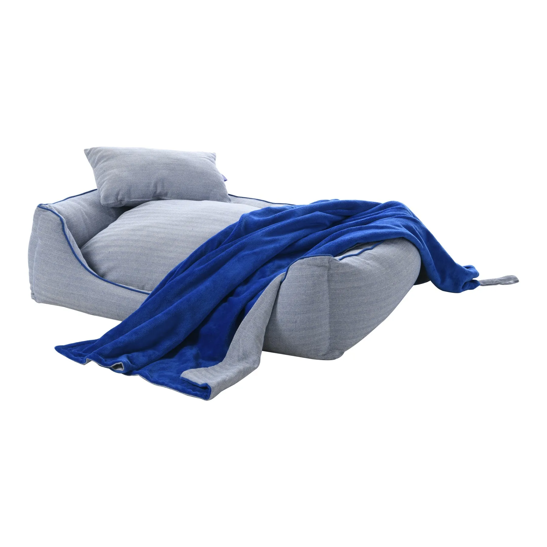Charlie's Hampton Herringbone 3pc Dog Bed Blue Large