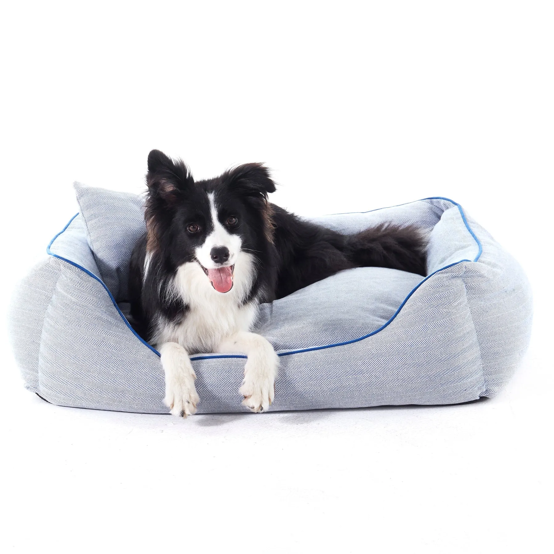 Charlie's Hampton Herringbone 3pc Dog Bed Blue Large