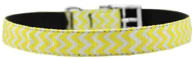 Chevrons Nylon Dog Collar with classic buckle 3-4" Yellow Size 12