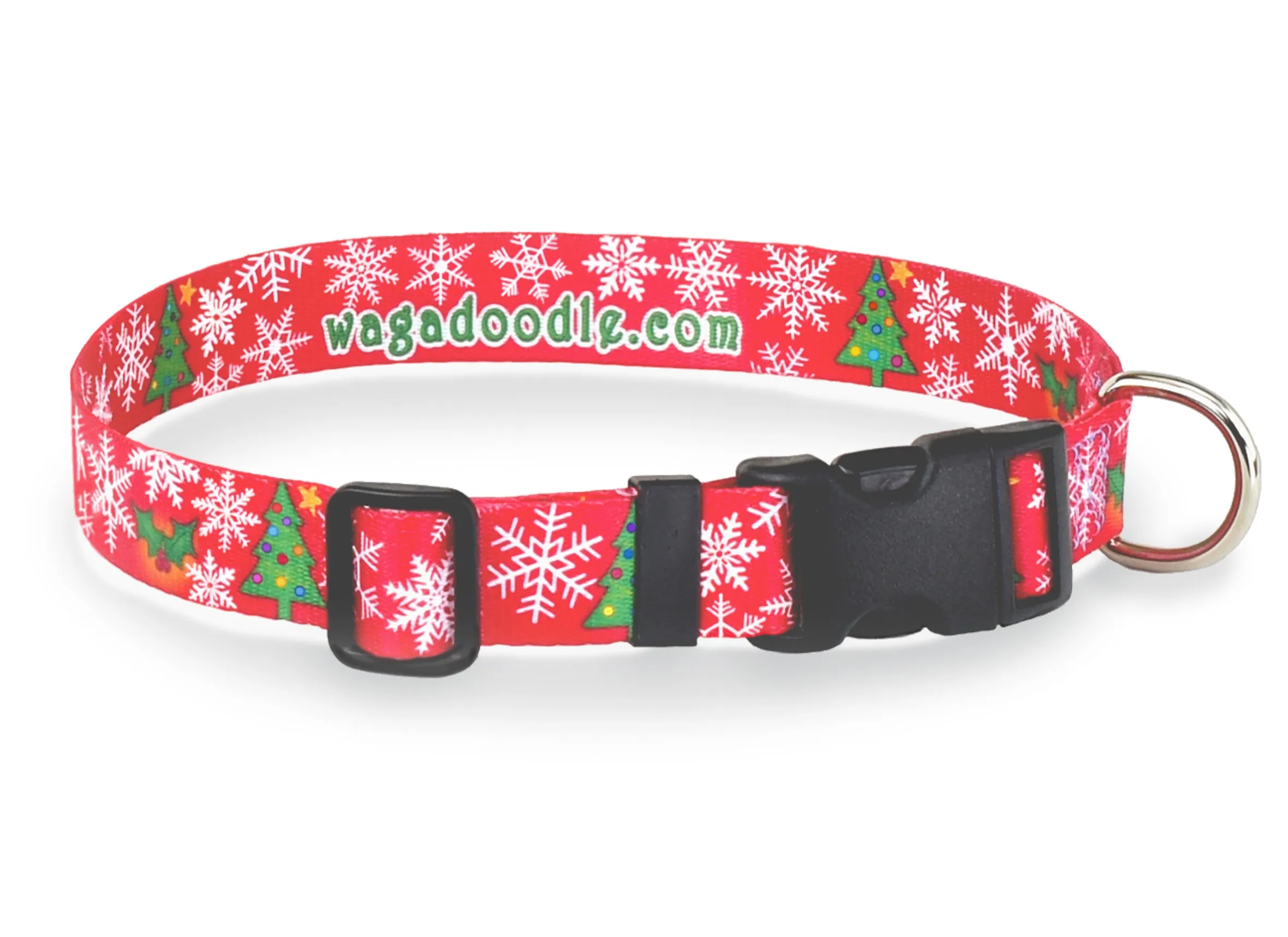 Christmas Tree & Snowflakes Personalized Dog Collar