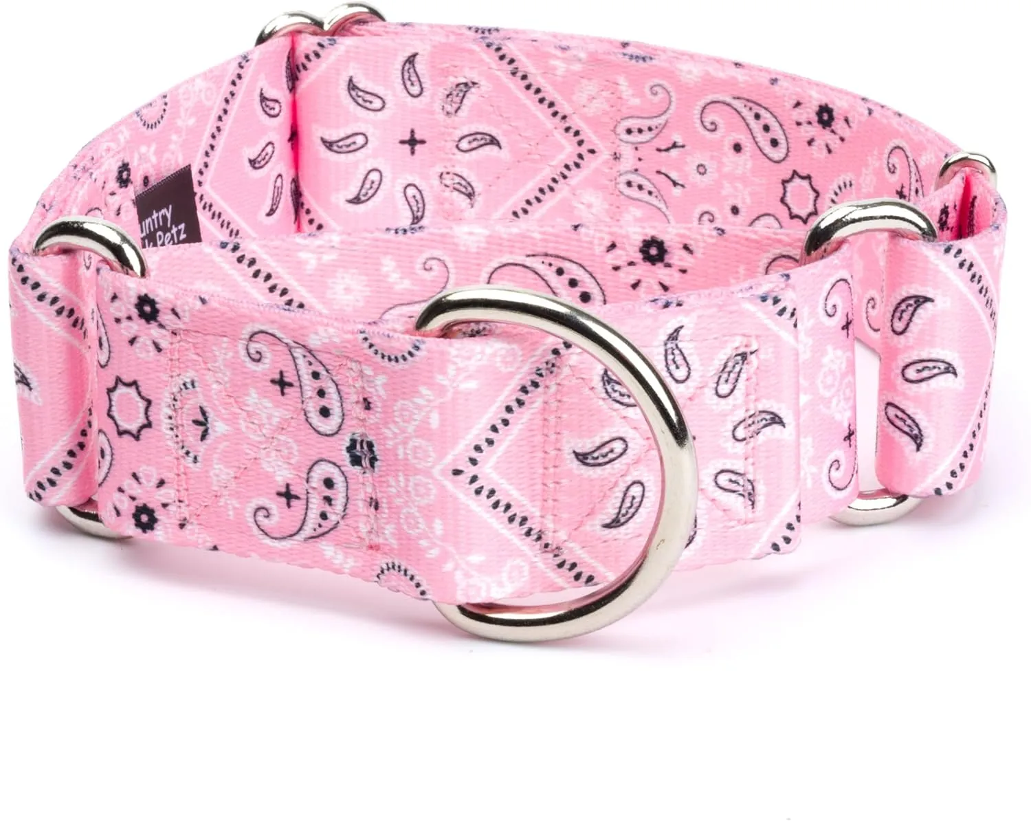 Country Brook Petz - Pink Bandana Martingale Dog Collar - Featuring Unique Designs for Any Style (2 Inch, Medium)
