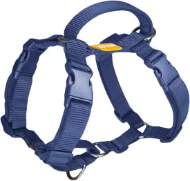 DF Freedom No Pull Martingale Dog Harness, Ease Grip Safety Control Handle, Escape-Proof 5 Point Customizable Fit Harness with Front & Back Clip, Easy Walking & Training, Navy Blue, Chest 22"-28"