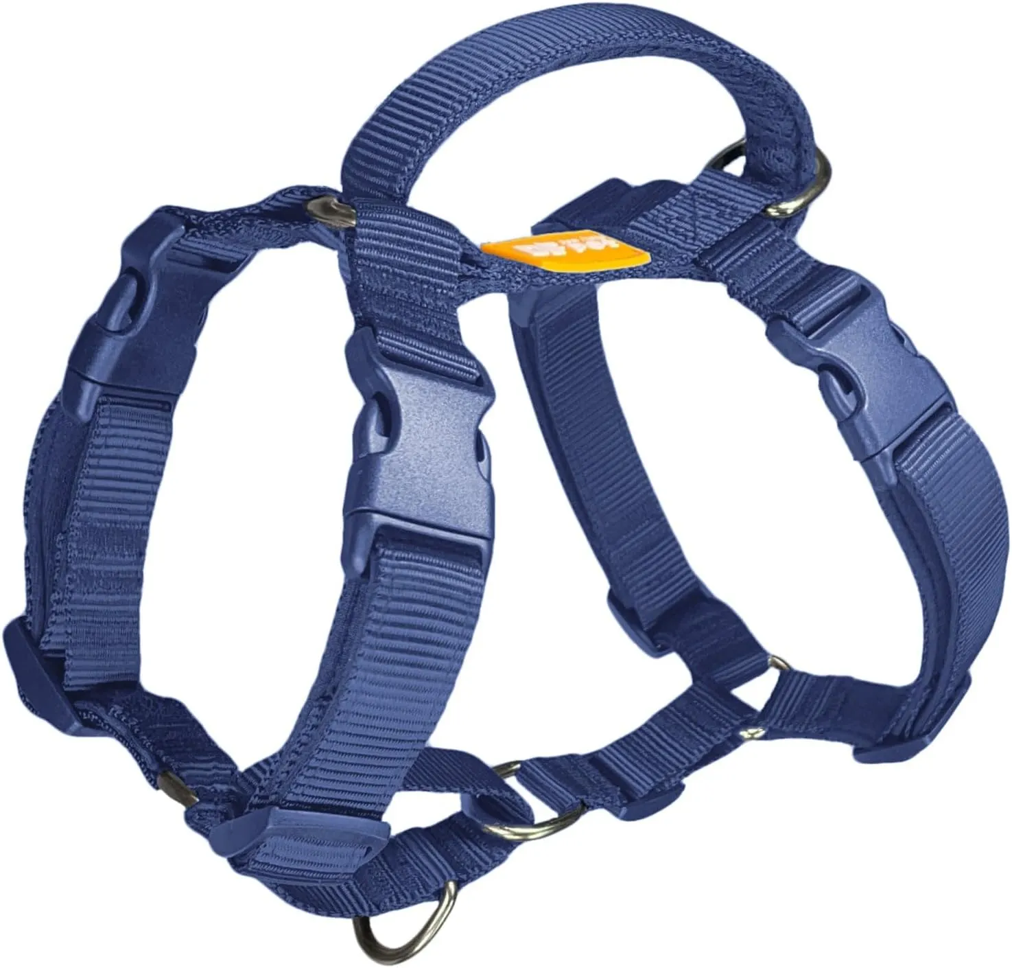 DF Freedom No Pull Martingale Dog Harness, Ease Grip Safety Control Handle, Escape-Proof 5 Point Customizable Fit Harness with Front & Back Clip, Easy Walking & Training, Navy Blue, Chest 22"-28"