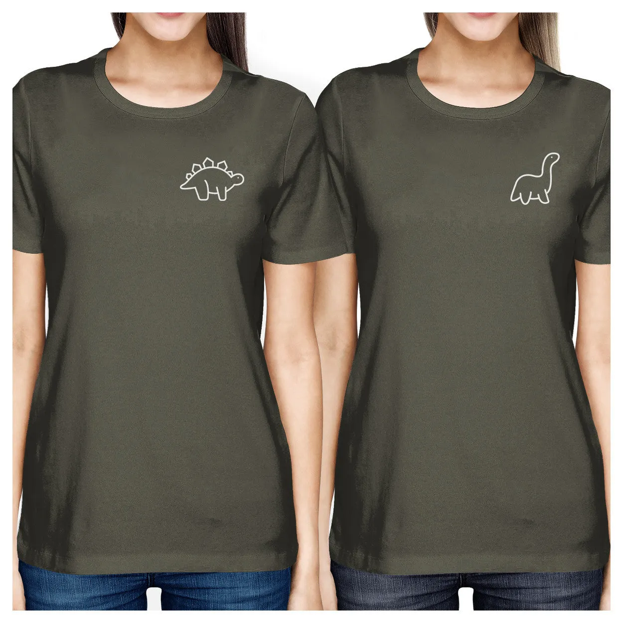 Dinosaurs BFF Matching Dark Grey Shirts