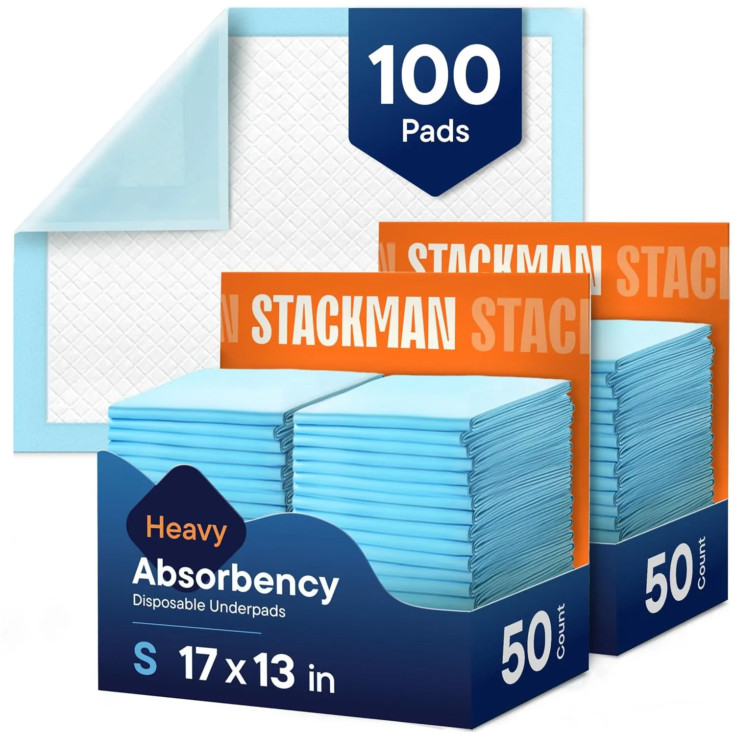 Disposable Changing Pads [100-Pack] Diaper Pad for Baby, Puppy & Dog - Pee & Wee Underpads - Chux Potty Training Liner - Changing Table Cover - 17"x13" Leak-Proof Liners for Incontinence & Travel Use