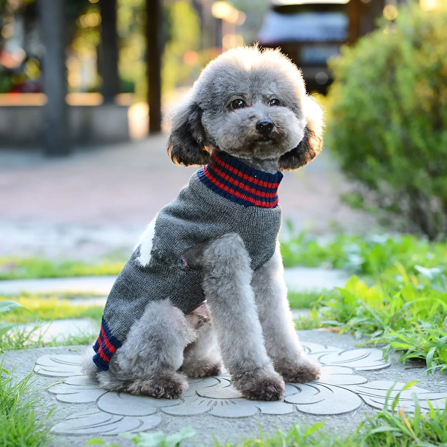 Dog Christmas Sweater Holiday Clothes for Dogs Girl Boy Fall Winter Knitted Soft Warm Puppy Clothing Cute Polar Bear Pet Outfit Ugly Xmas Sweater for Small Medium Large Dogs Cats(M,Grey)