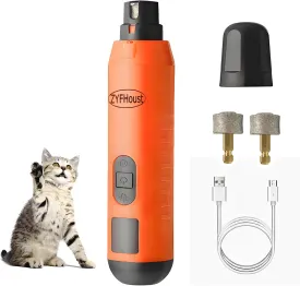 Dog Nail Trimmers, 5-Speed Professional Electric Dog Nail Grinder Quiet with 2 LED Lights, 2 Grinding Wheels for Large Medium Small Dogs and Cat (Orange)