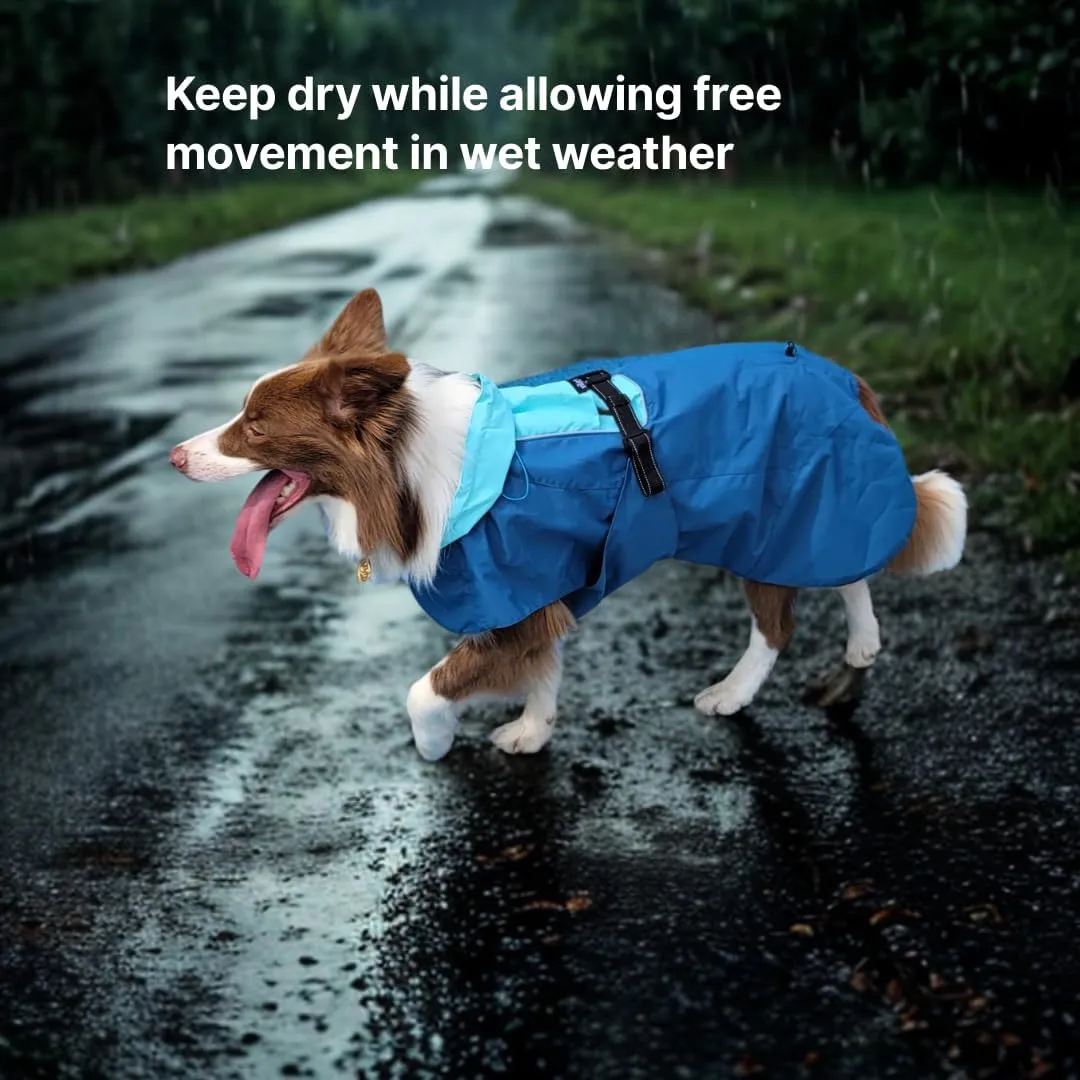 Dog Raincoat, Waterproof Jacket, Windproof & Lightweight Outdoor Rain Coat, Body Coverage Poncho,with Storage Bag, Blue, for Medium Breed (Large)