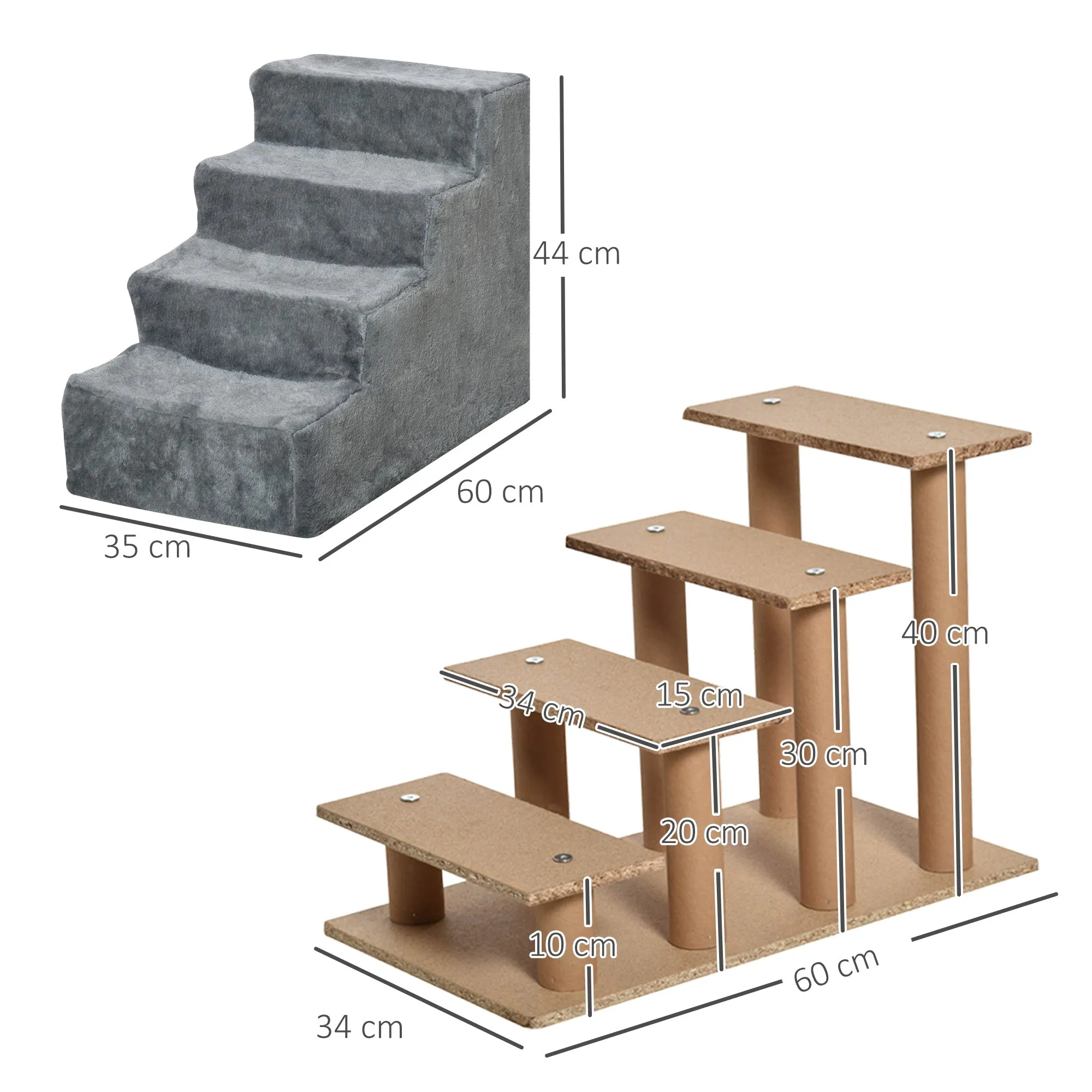 Dog Steps 4-Steps Design with Washable Plush Cover for High Bed Sofa Dog Stairs for Small Dog and Cat