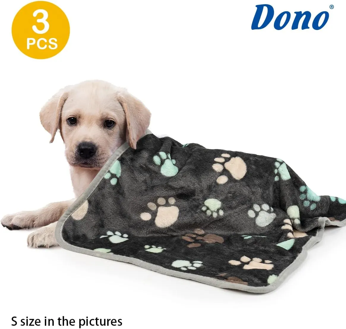 Dono 1 Pack 3 Dog Blankets, Soft Fluffy Fleece Pet Blanket Warm Sleep Mat Paw Print Design Puppy Kitten Throw Blankets Doggy Blanket for Dogs