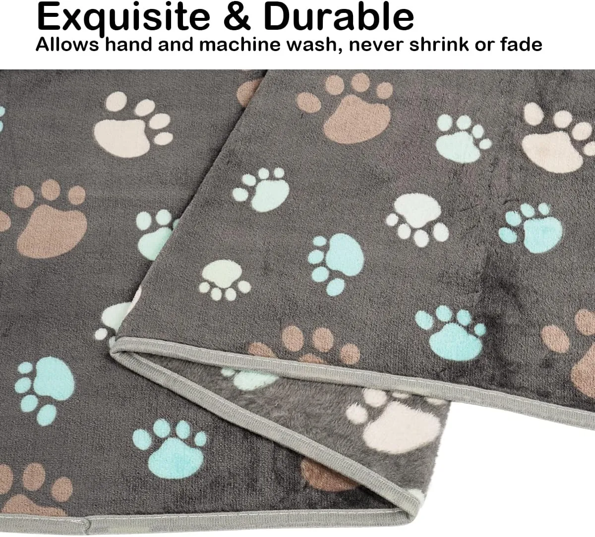 Dono 1 Pack 3 Dog Blankets, Soft Fluffy Fleece Pet Blanket Warm Sleep Mat Paw Print Design Puppy Kitten Throw Blankets Doggy Blanket for Dogs