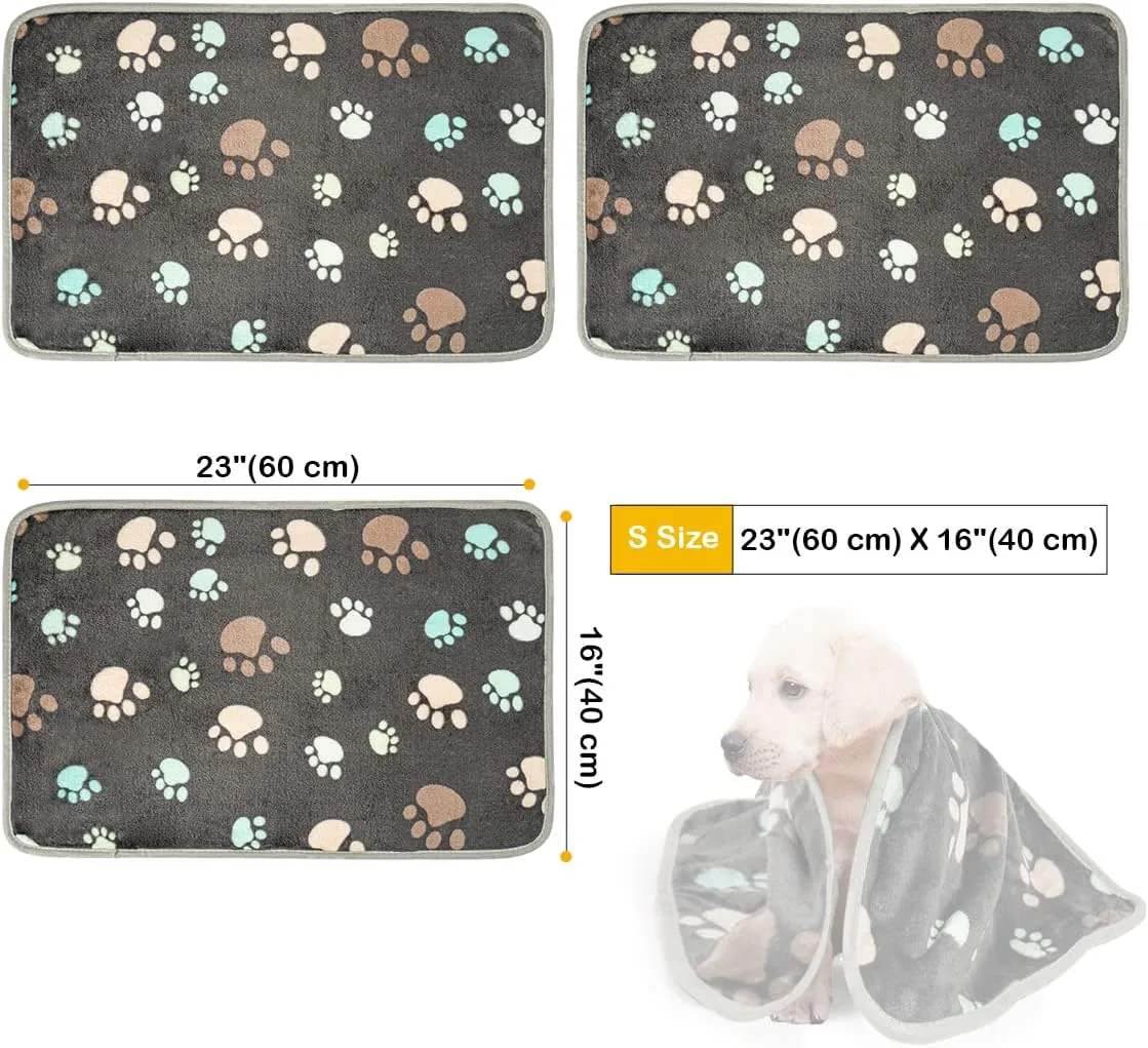 Dono 1 Pack 3 Dog Blankets, Soft Fluffy Fleece Pet Blanket Warm Sleep Mat Paw Print Design Puppy Kitten Throw Blankets Doggy Blanket for Dogs