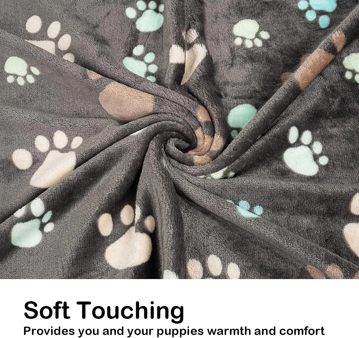 Dono 1 Pack 3 Dog Blankets, Soft Fluffy Fleece Pet Blanket Warm Sleep Mat Paw Print Design Puppy Kitten Throw Blankets Doggy Blanket for Dogs