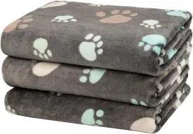Dono 1 Pack 3 Dog Blankets, Soft Fluffy Fleece Pet Blanket Warm Sleep Mat Paw Print Design Puppy Kitten Throw Blankets Doggy Blanket for Dogs