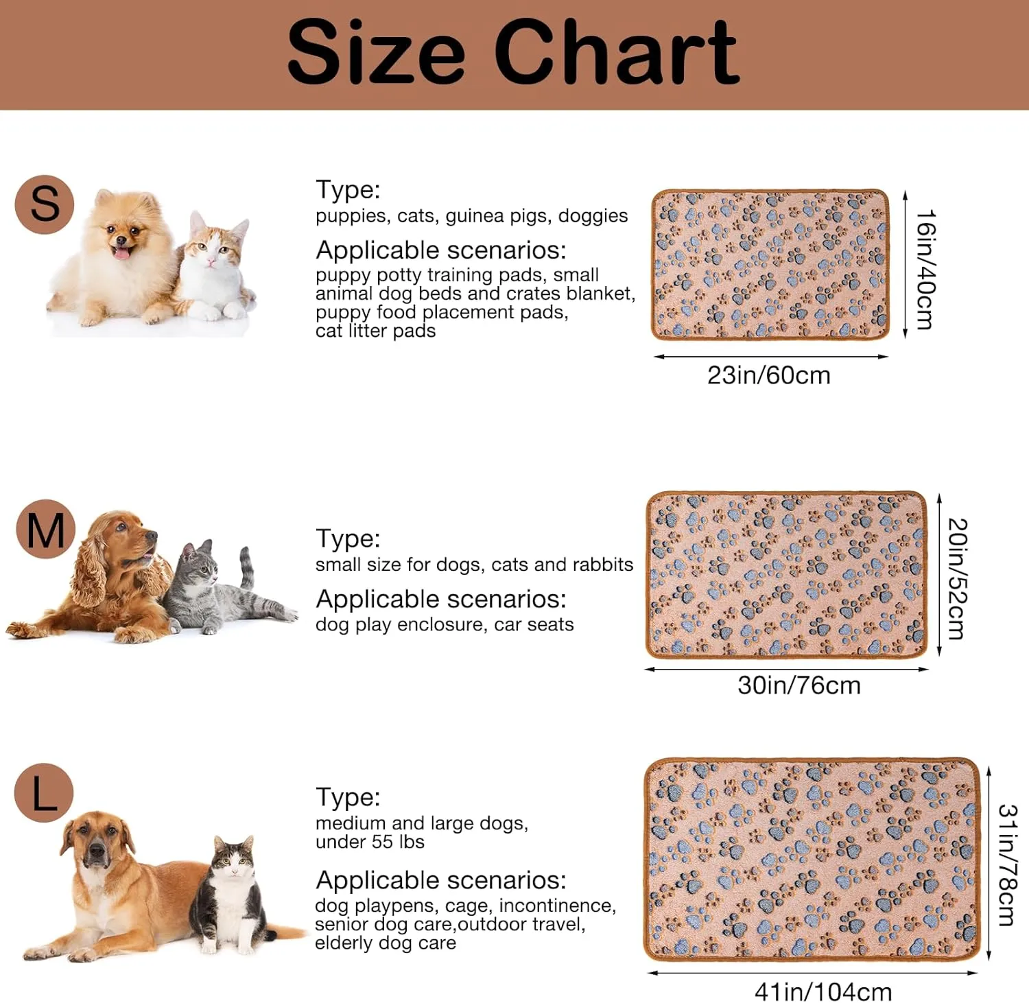 Dono 1 Pack 6 Dog Blankets, Soft Fluffy Fleece Pet Blanket Warm Sleep Mat Paw Print Design Puppy Kitten Throw Blankets Doggy Blanket for Dogs