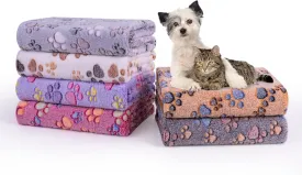 Dono 1 Pack 6 Dog Blankets, Soft Fluffy Fleece Pet Blanket Warm Sleep Mat Paw Print Design Puppy Kitten Throw Blankets Doggy Blanket for Dogs