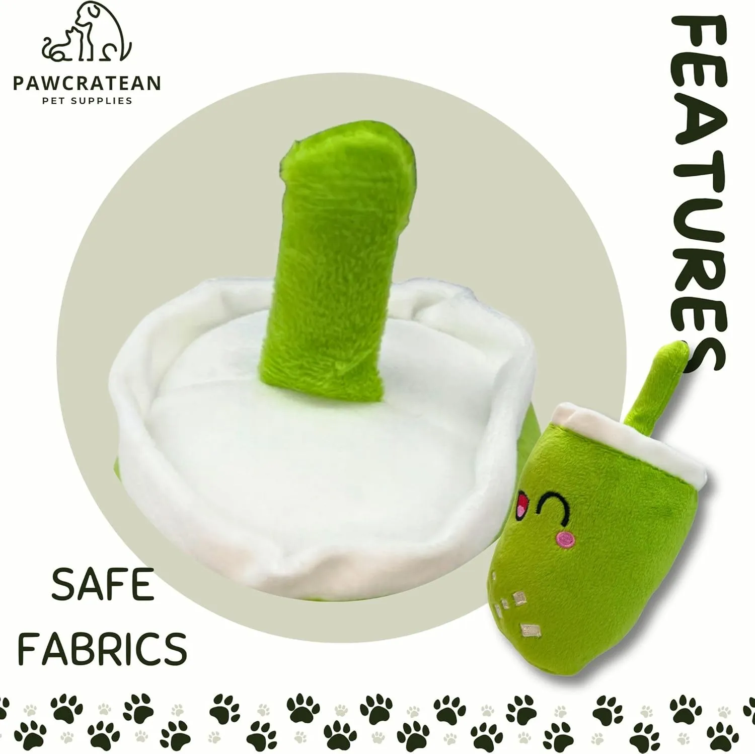 Drinks Plush Dog Toy, Squeaker, Interactive Pet Toy for Small and Medium Dogs Teeth Cleaning Self-Entertertrainment (Green Pudding Milk Tea)
