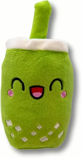 Drinks Plush Dog Toy, Squeaker, Interactive Pet Toy for Small and Medium Dogs Teeth Cleaning Self-Entertertrainment (Green Pudding Milk Tea)