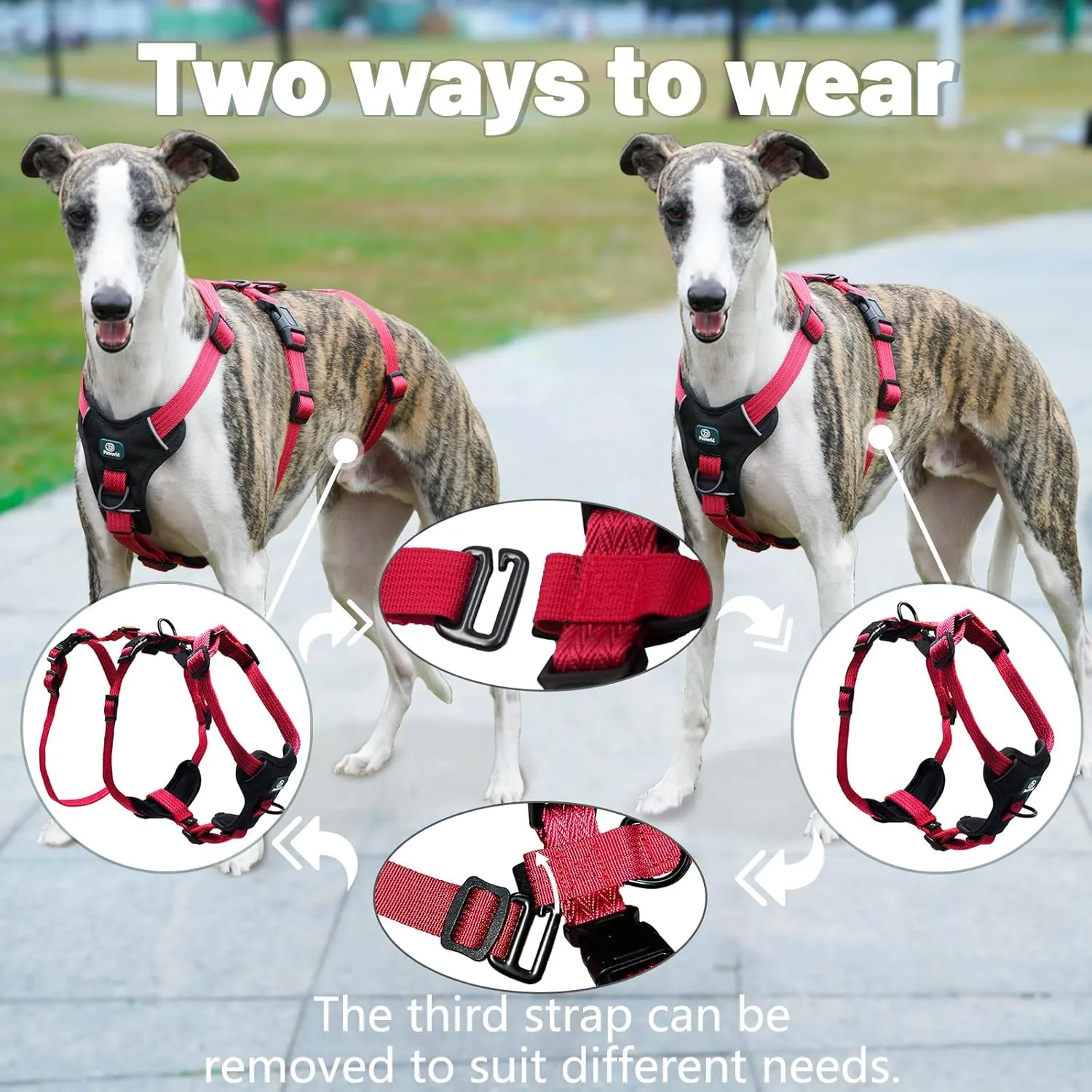 Escape Proof Dog Harness Medium Sized Dog, No Pull Front Clip Dog Harness, Adjustable, Durable, Breathable Pet Vest, No-Choke Harness for Large Dogs Outdoor Walking Training (Rose Red, M)