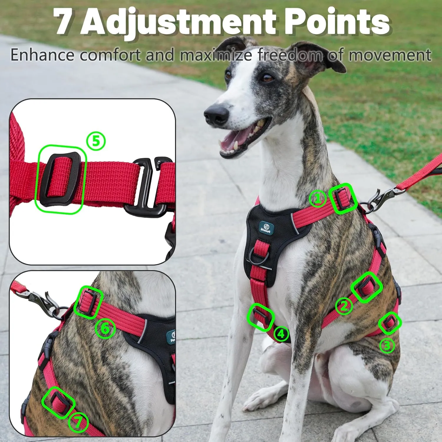 Escape Proof Dog Harness Medium Sized Dog, No Pull Front Clip Dog Harness, Adjustable, Durable, Breathable Pet Vest, No-Choke Harness for Large Dogs Outdoor Walking Training (Rose Red, M)