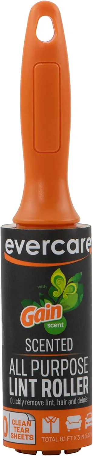 Evercare Pack of 3 Gain Scented All-Purpose Travel Lint Rollers, 90 Sheets Total (30 Sheets Each) (619182)