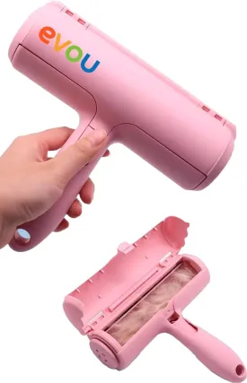 Evou Pet Hair Remover (Cat and Dog), Reusable Lint Roller for Furniture, Couch, Carpet, Car, Clothing and Bedding, Portable, Multi-Surface Fur Removal Tool (Pink)