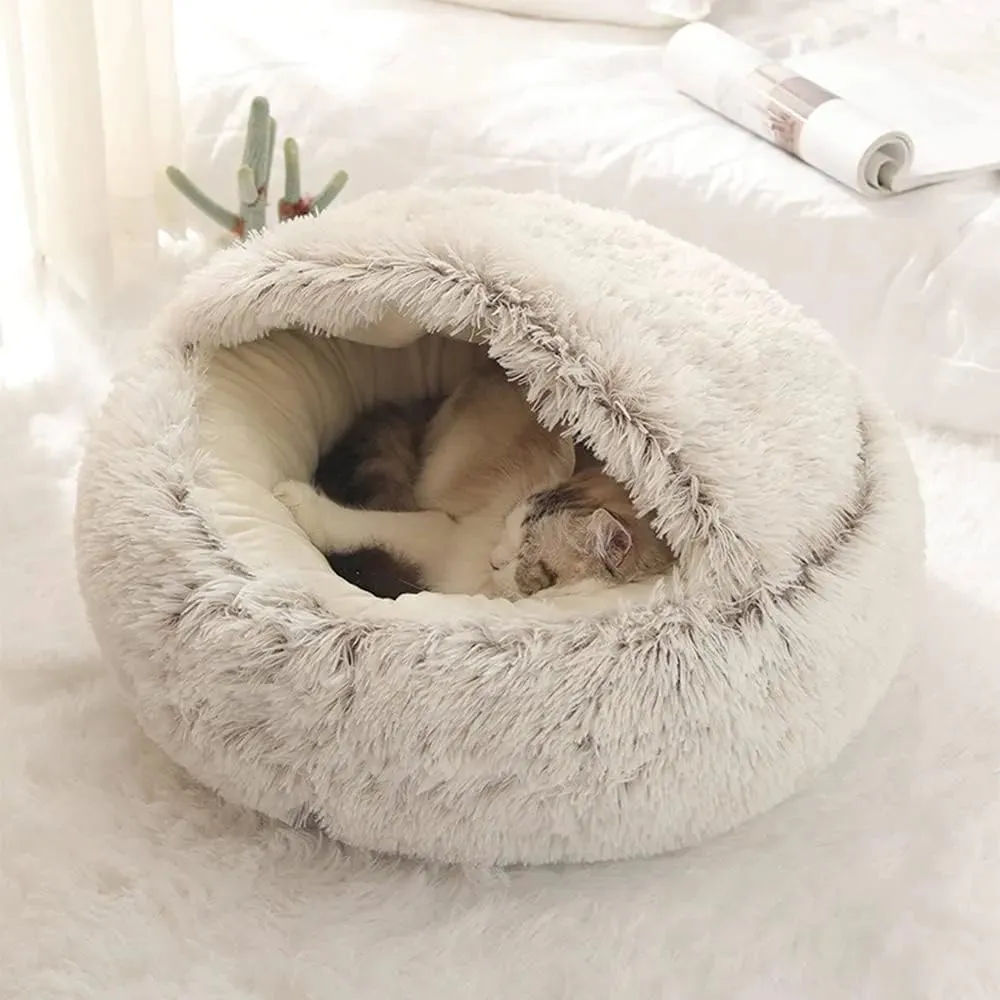 Fluffy CozyCave Cat Bed