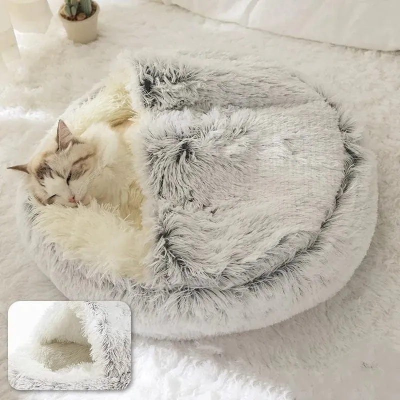 Fluffy CozyCave Cat Bed