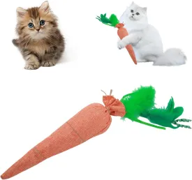 Fun Carrot Catnip Toys for Indoor Cats to Keep Them Busy, Orange Carrot Crinkle Kicker Catnip Cat Toy, Soft Linen, Catmint Toys for Cats All Breeds (1 PCS)