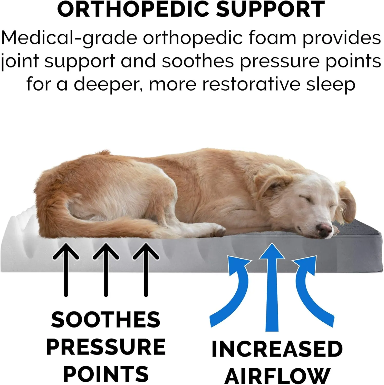 Furhaven Orthopedic Dog Bed for Large Dogs w/ Removable Washable Cover, For Dogs Up to 95 lbs - Terry & Suede Mattress - Gray, Jumbo/XL