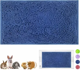 Guinea Pig Cage Liner Bedding 47x24, Washable Guinea Pig Bed Mat, Extra Absorbent Rabbit Pee Pad Reusable, Non-Slip Fleece Blanket for Bunny and Small Animal Cage Accessories (Blue, 47"x24")