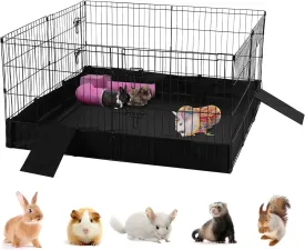 GUTINNEEN Pet Playpen for Small Animal, Rabbit Cage with Waterproof Liner for Indoor & Outdoor Use (Playpen Only)