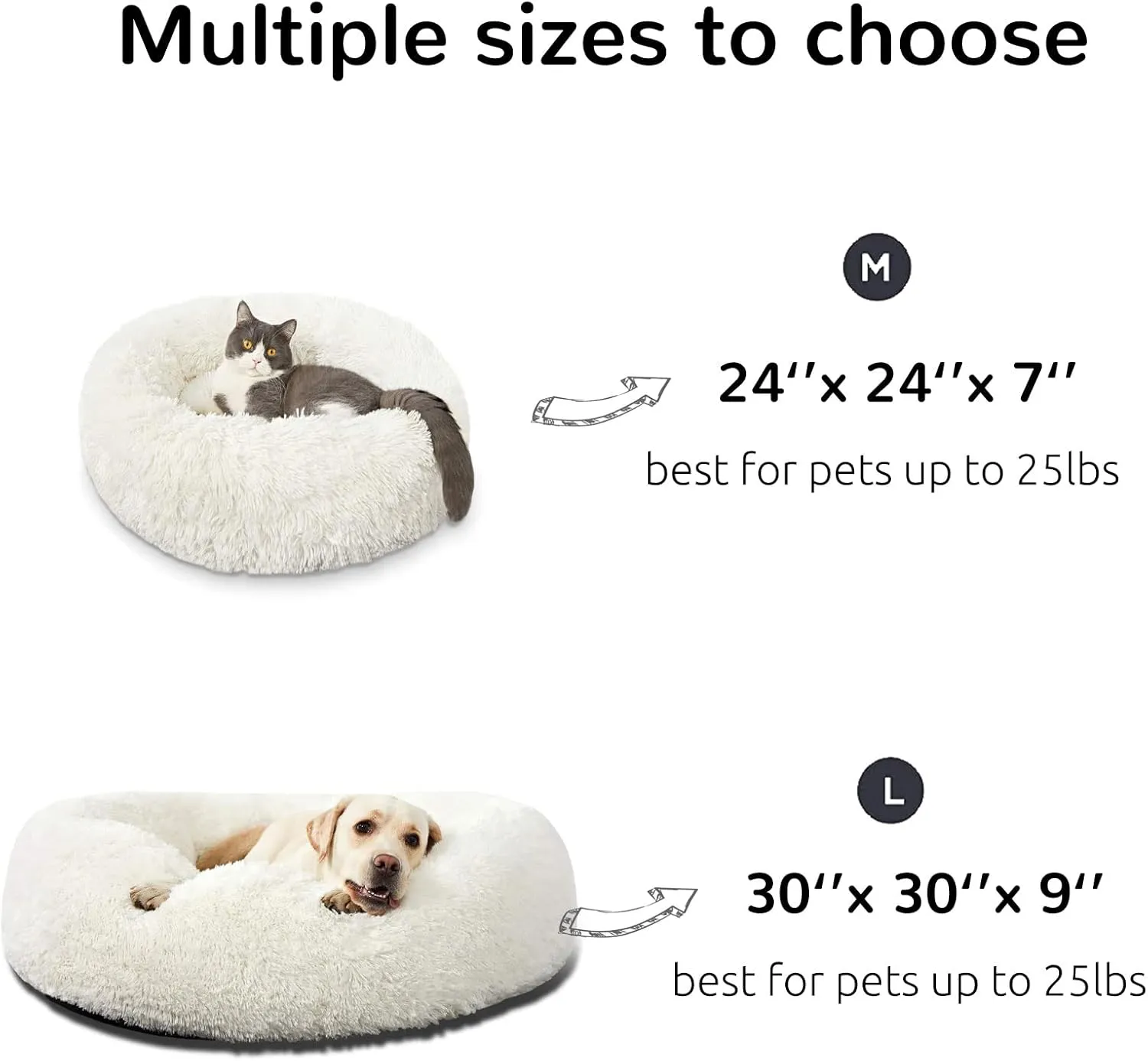 Hachikitty Calming Donut Cuddler Dog Beds, Medium & Large, 24''