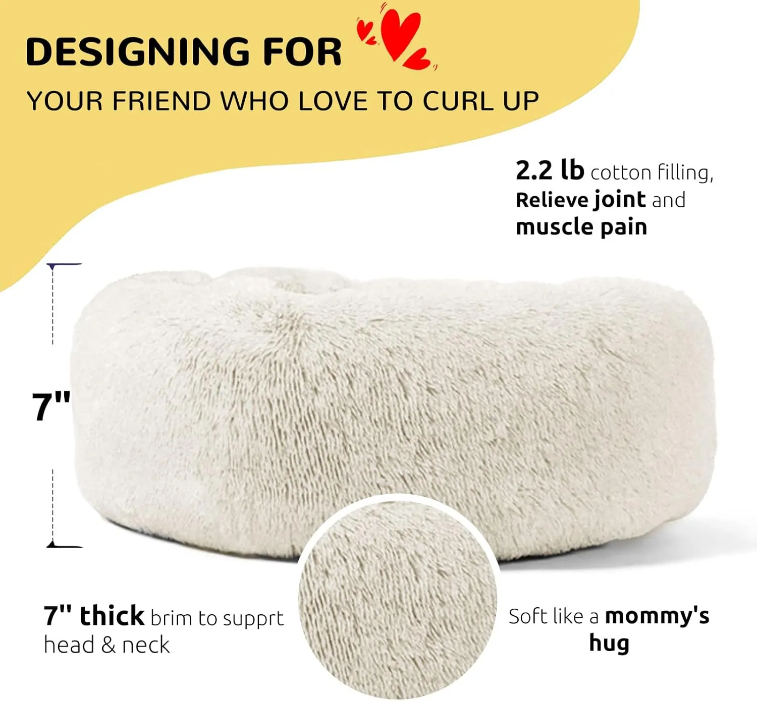 Hachikitty Calming Donut Cuddler Dog Beds, Medium & Large, 24''