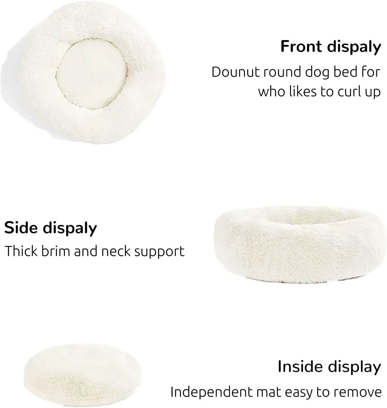 Hachikitty Calming Donut Cuddler Dog Beds, Medium & Large, 24''