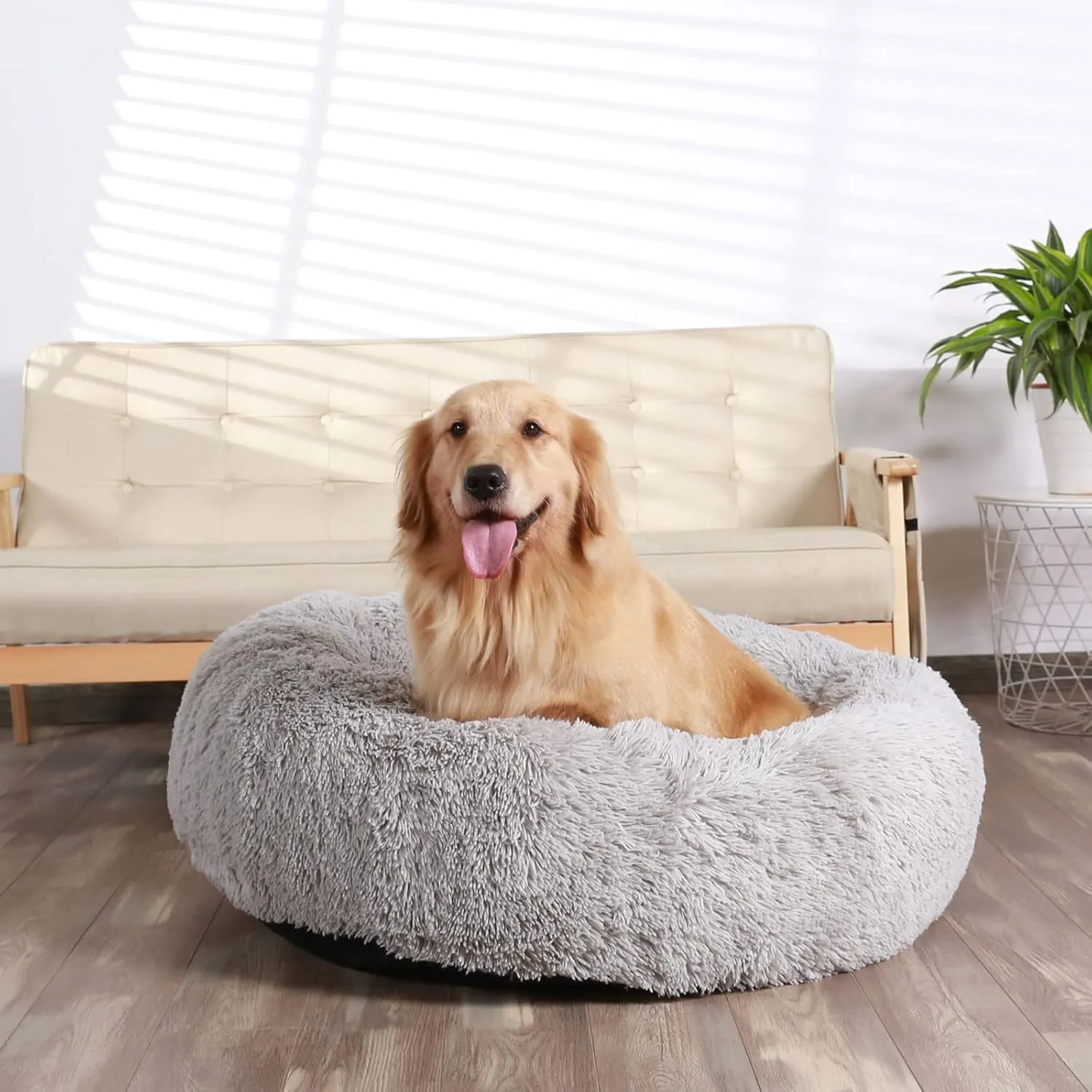 HACHIKITTY Calming Donut Dog Cuddler, Medium Large Dog Bed, 30''