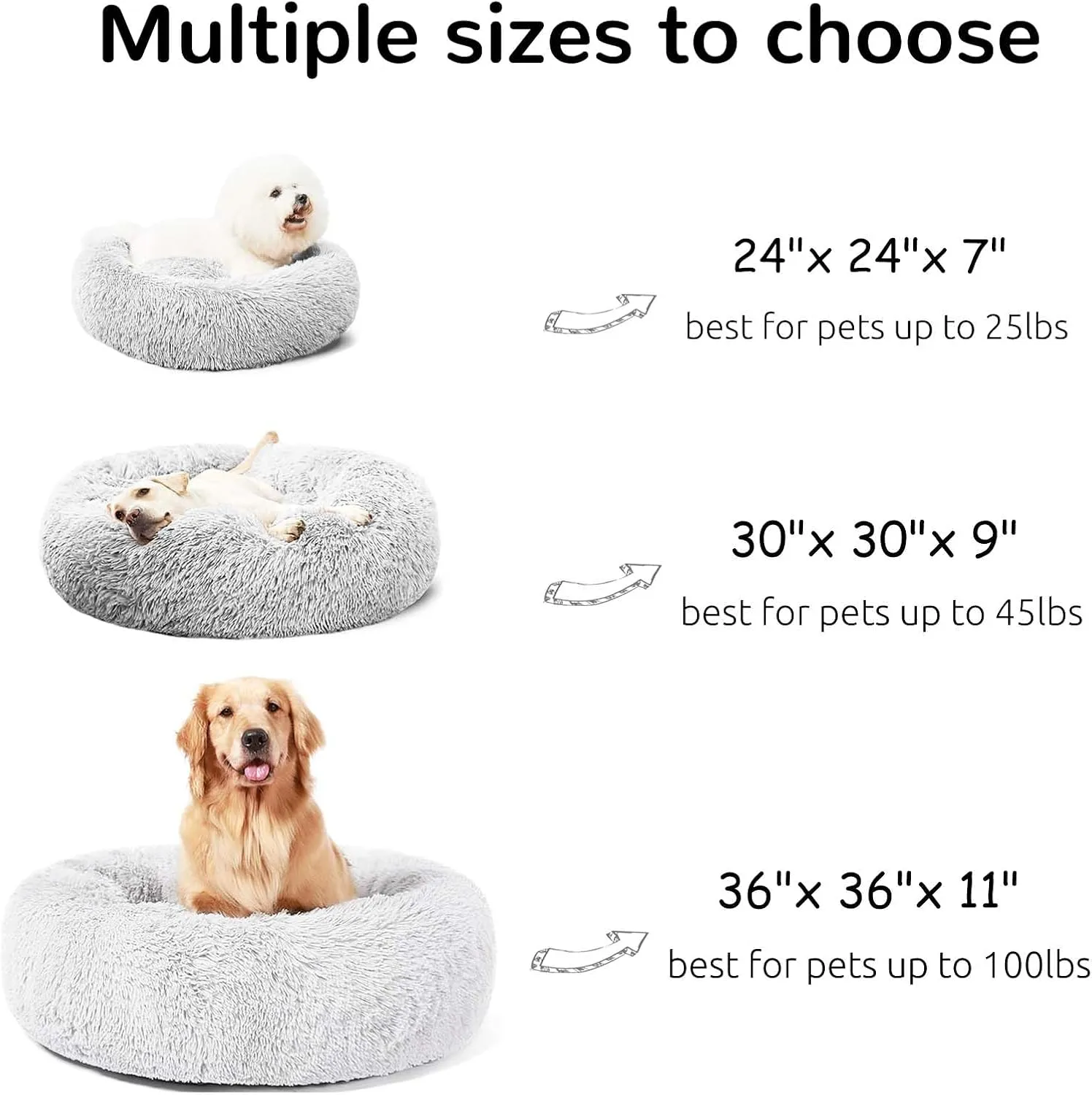 HACHIKITTY Calming Donut Dog Cuddler, Medium Large Dog Bed, 30''