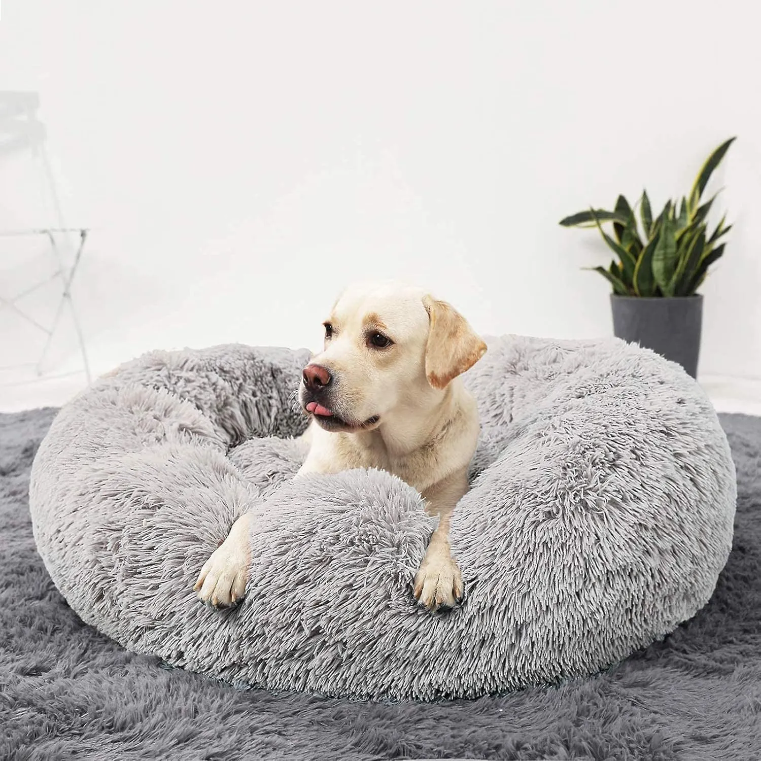 HACHIKITTY Calming Donut Dog Cuddler, Medium Large Dog Bed, 30''